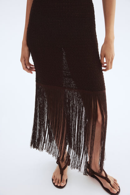 Fringed knitted dress