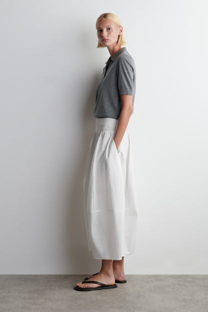 Smocked Panelled Midi Skirt