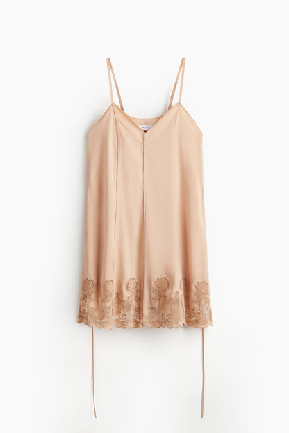 Lace-inset satin dress