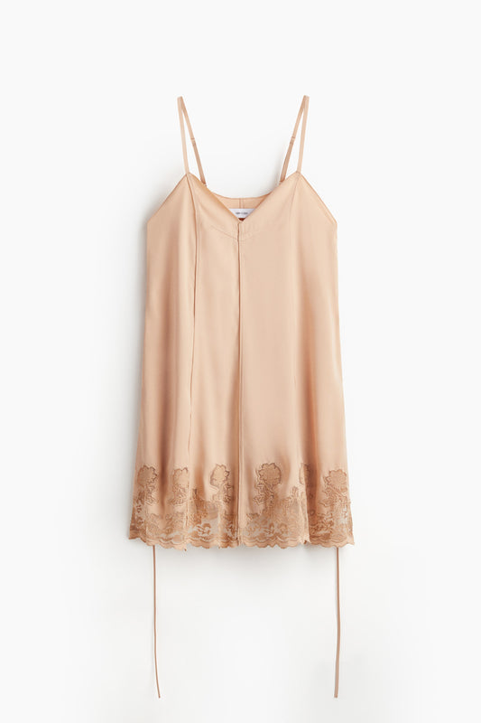 Lace-inset satin dress