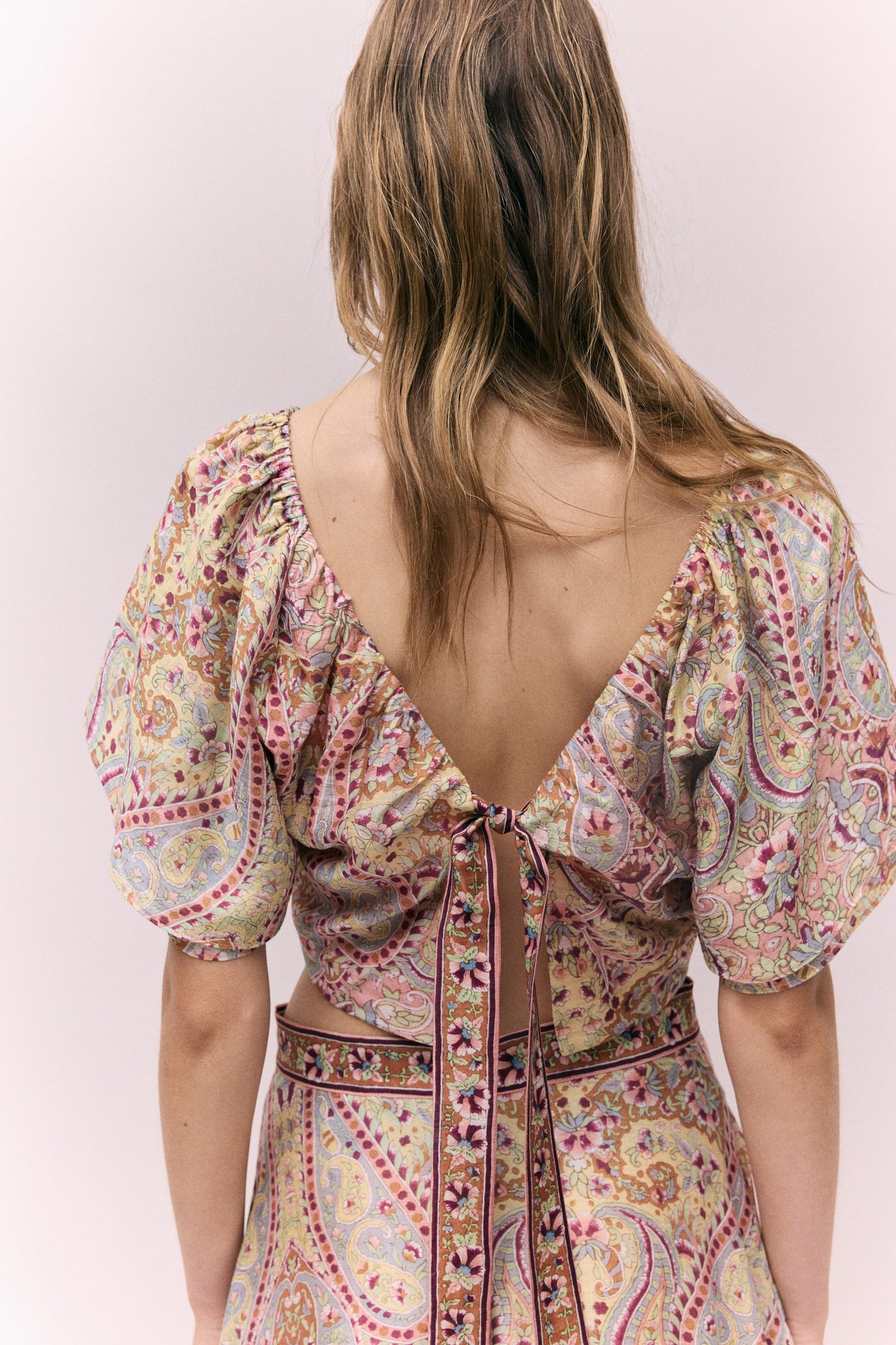 Cropped linen-blend top