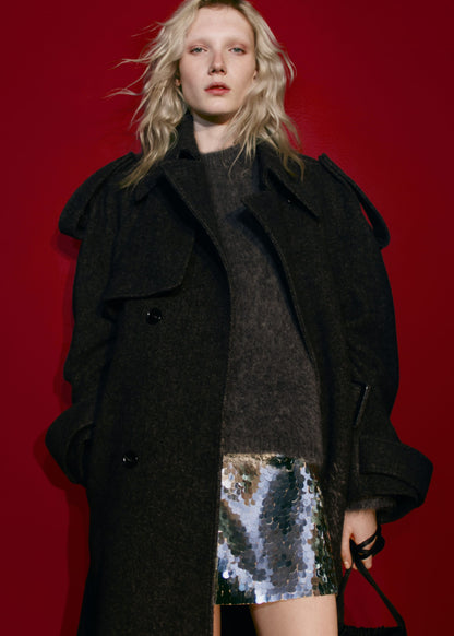 Wool-Blend Trench Coat