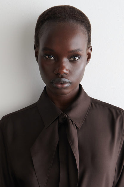 Scarf-Detail Silk Shirt