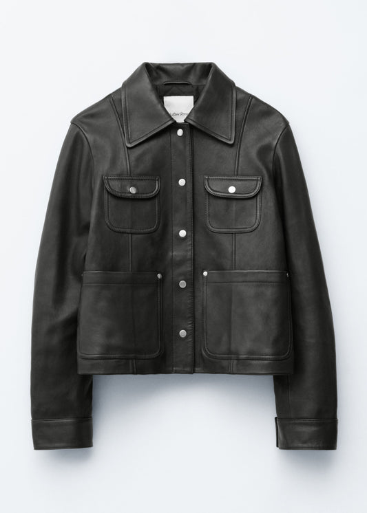 Patch-Pocket Leather Jacket