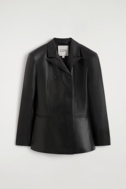 Leather Double-Breasted Blazer