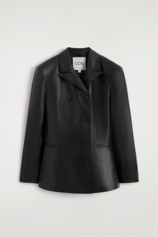 Leather Double-Breasted Blazer