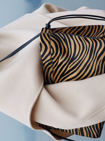 Zebra-Print Leather Shoulder Bag