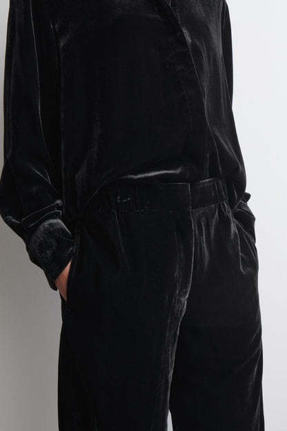 Velvet Elasticated Straight-Leg Trousers