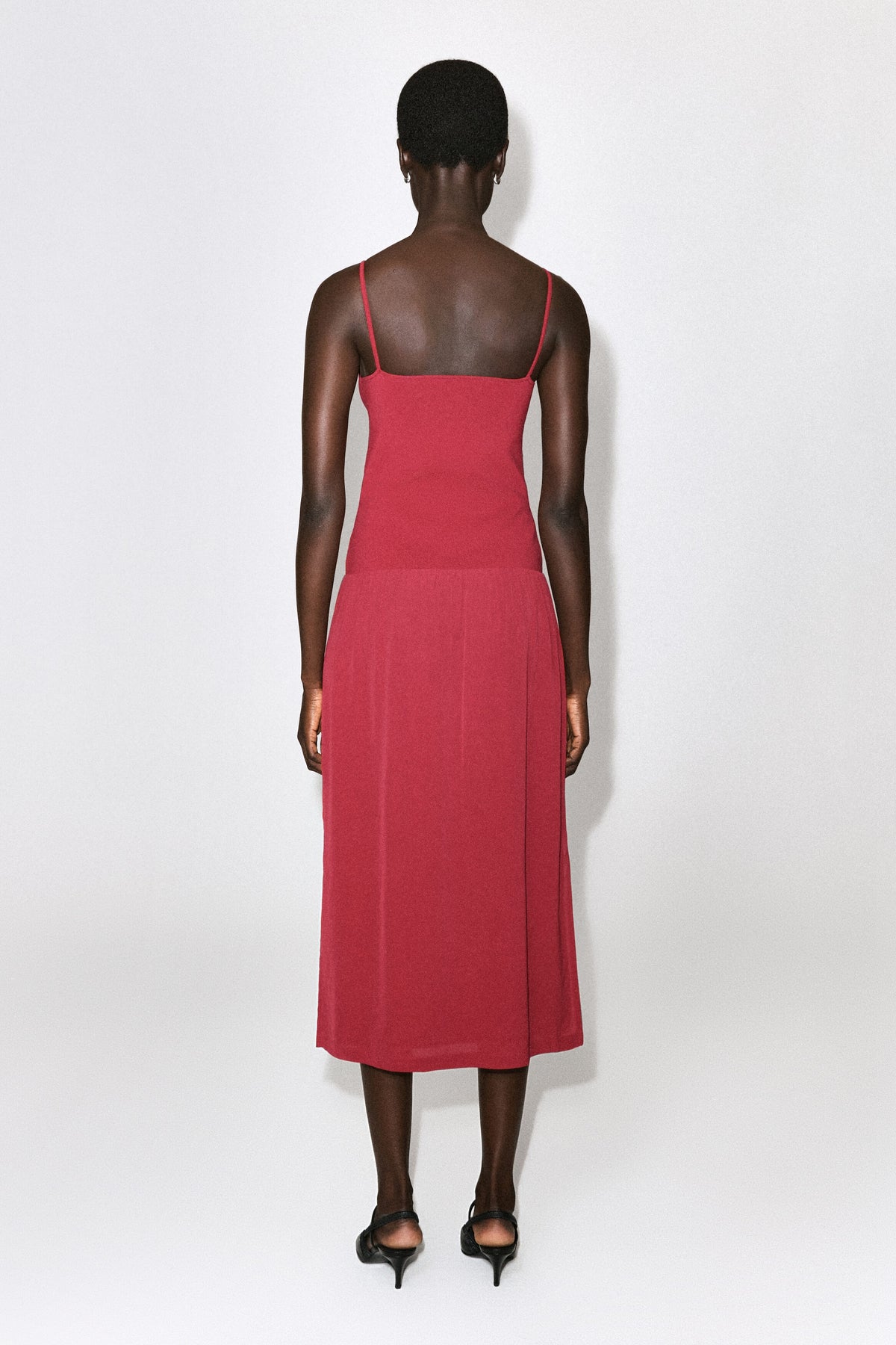 Contrast-Panel Maxi Dress