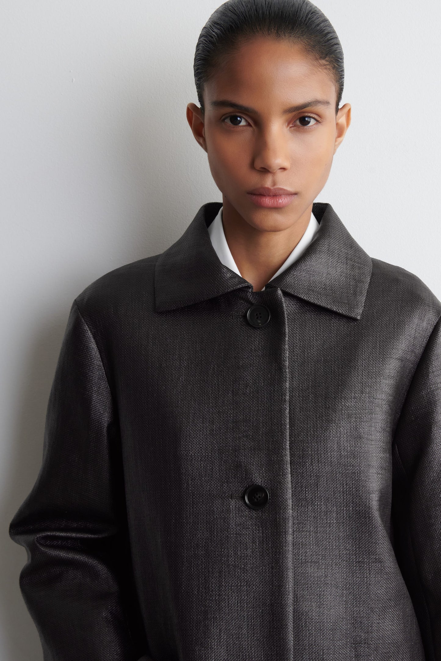 Textured Single-Breasted Coat