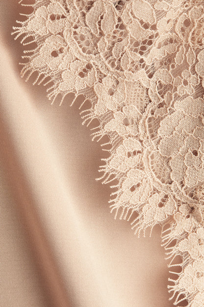 Lace-trimmed satin dress