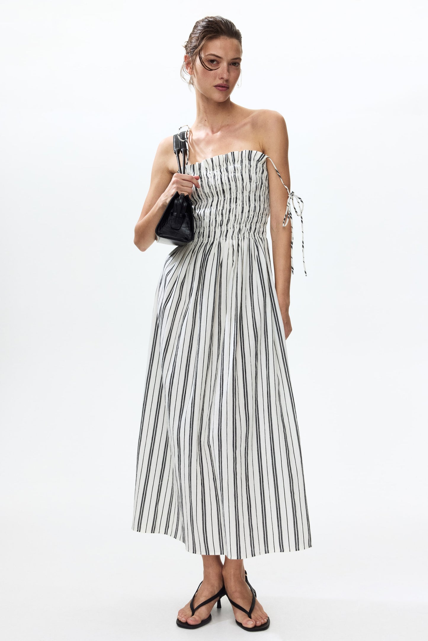 Smocked-bodice tie-strap dress