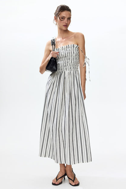 Smocked-bodice tie-strap dress