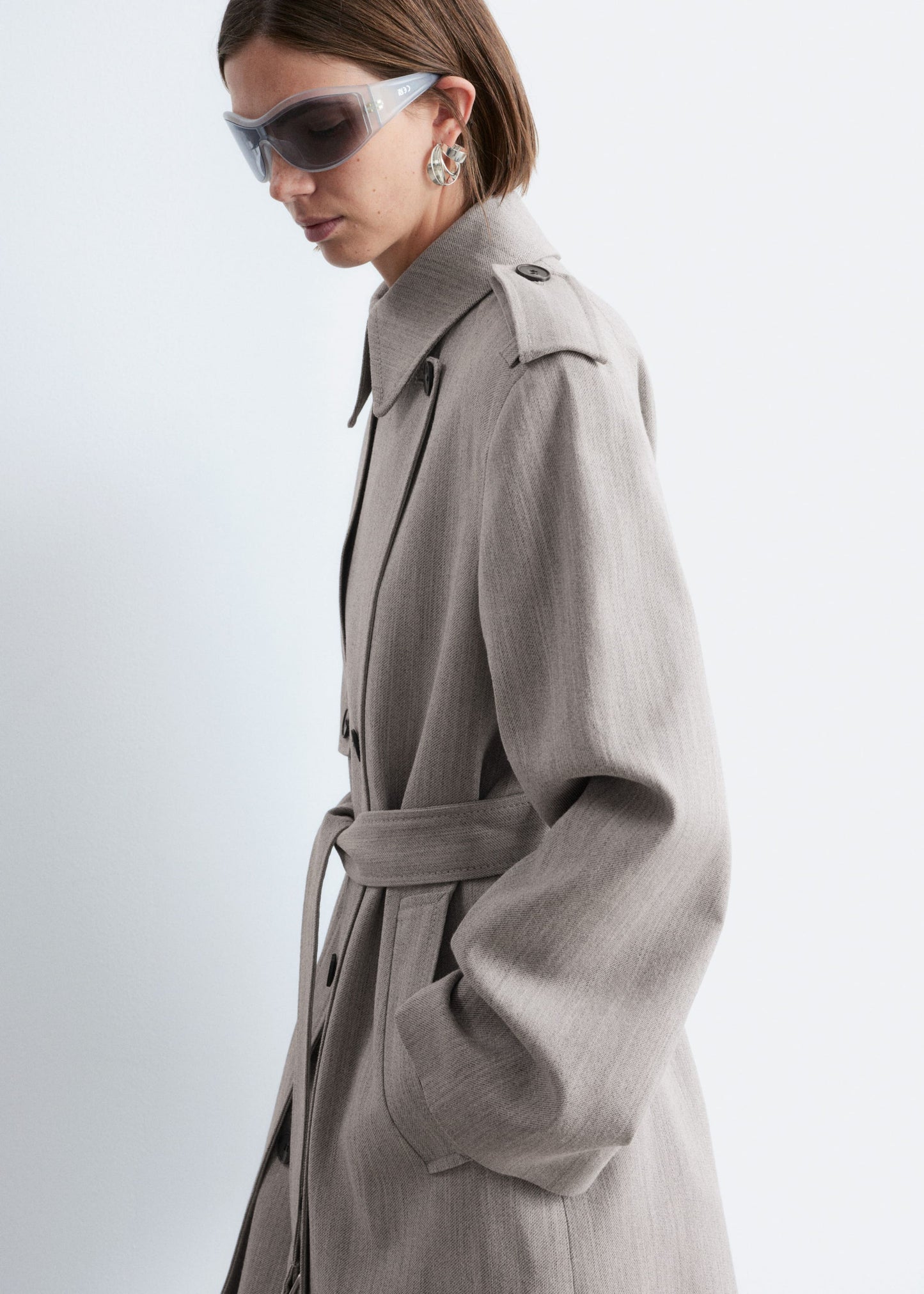Wool Tie-Belt Trench Coat