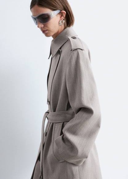 Wool Tie-Belt Trench Coat
