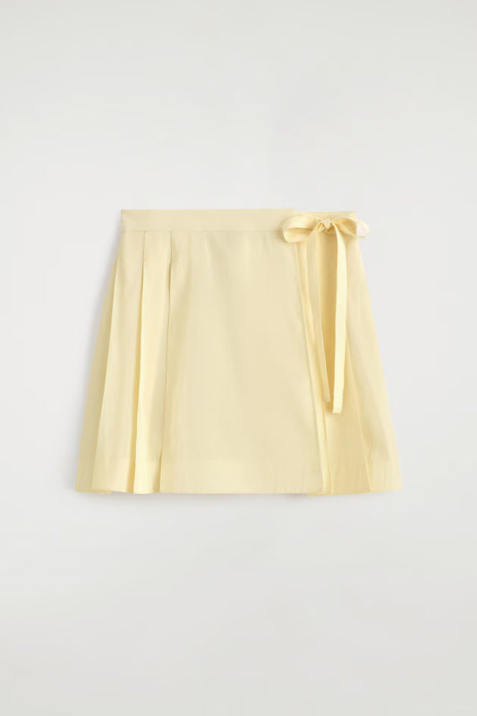 Pleated Mini Wrap Skirt