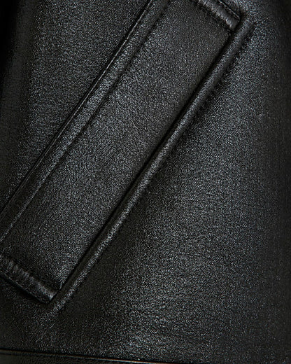 Black Faux Shearling Seam Aviator Jacket