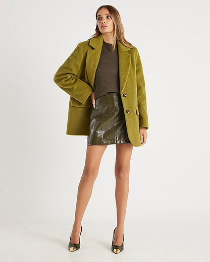 Green Brushed Faux Wool Blazer
