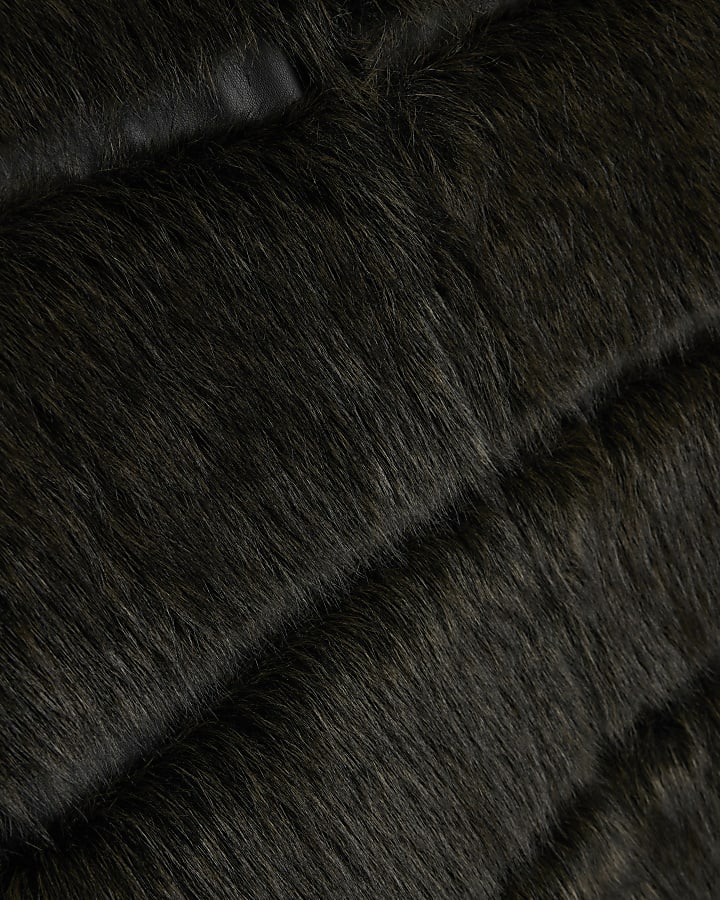 Brown Faux Fur Panelled Coat