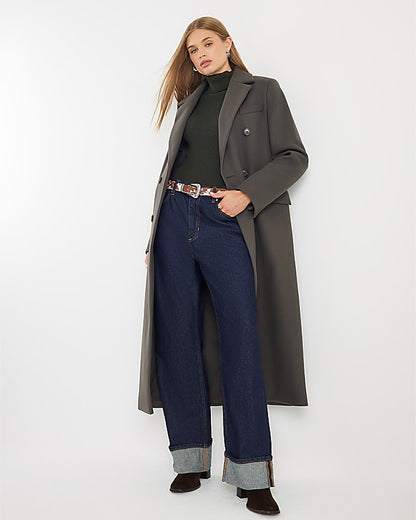 Khaki Tailored Double Breasted Coat