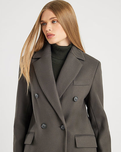 Khaki Tailored Double Breasted Coat