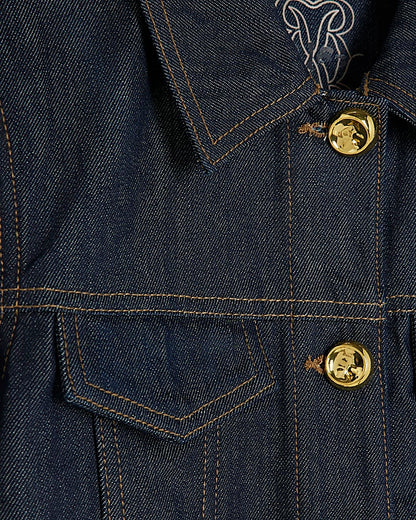 Indigo Denim Long Sleeve Belted Peplum Jacket | River Island