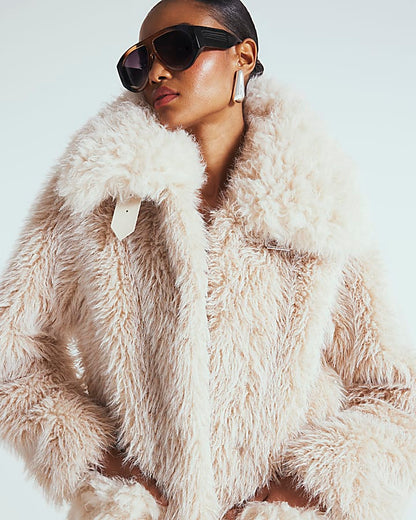 Cream Faux Fur Coat