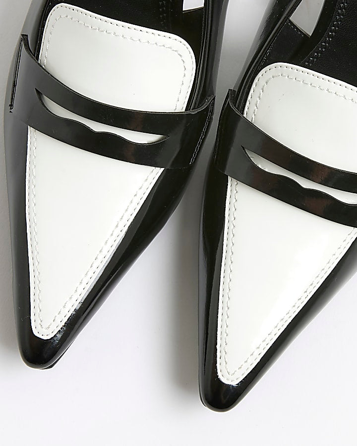 Black Monochrome Slingback Pointed Heels | River Island