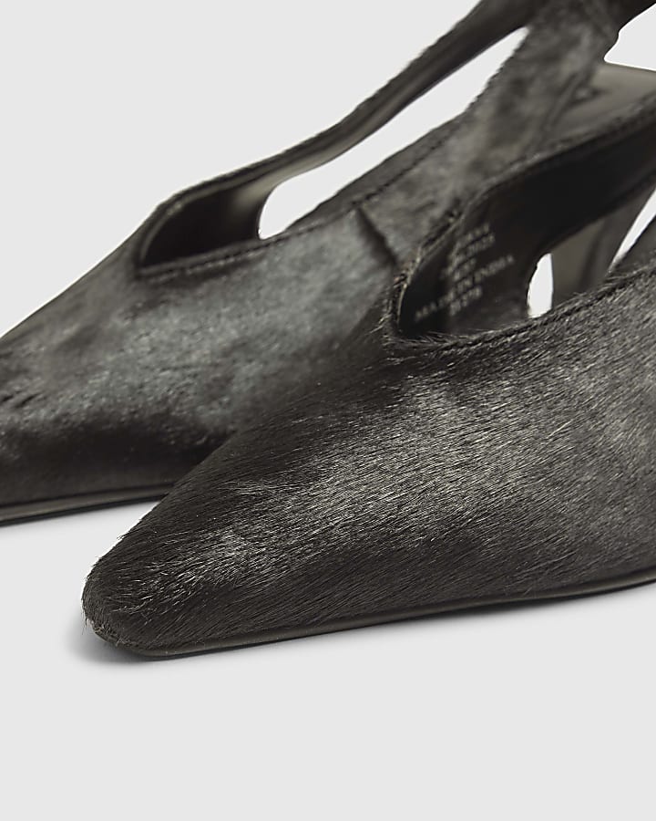 Black Suede Chisel Toe Slingback Heels | River Island