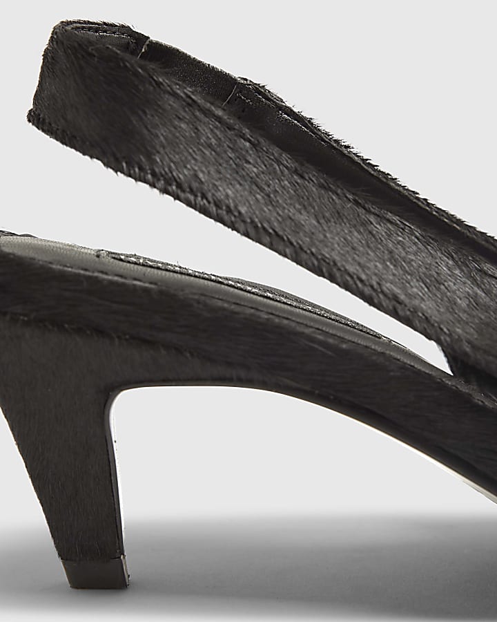 Black Suede Chisel Toe Slingback Heels | River Island