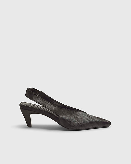 Black Suede Chisel Toe Slingback Heels | River Island