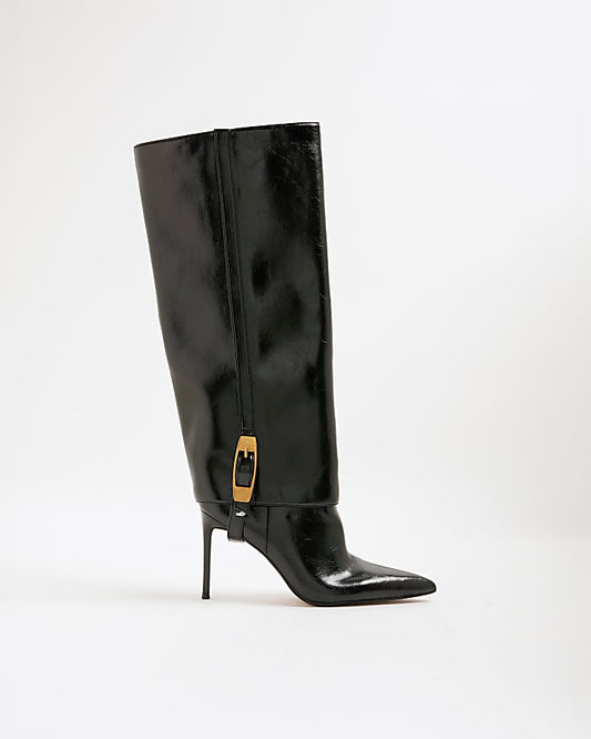 Black 2 In 1 High Leg Heeled Boots | River Island