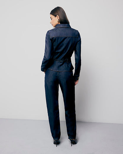 Blue High Rise Tapered Jeans