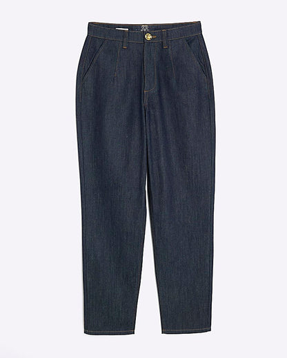 Blue High Rise Tapered Jeans