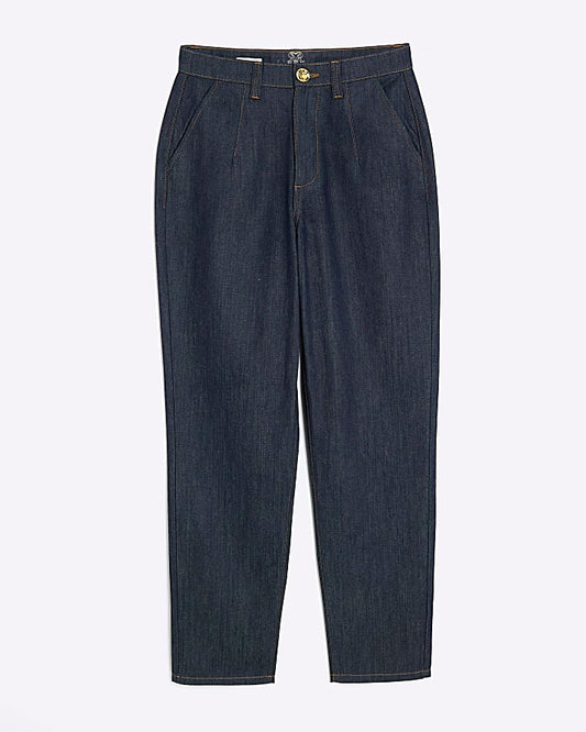 Blue High Rise Tapered Jeans