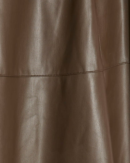 Brown Faux Leather Midi Skirt | River Island