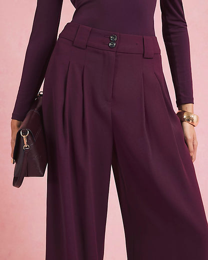 Red Wide Leg Tailored Trousers