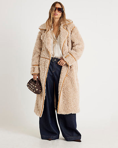 Cream Faux Shearling Coat