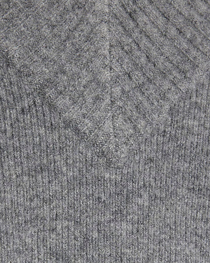 Grey Knitted V Neck Jumper