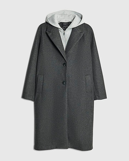Grey Hooded Hybrid Coat