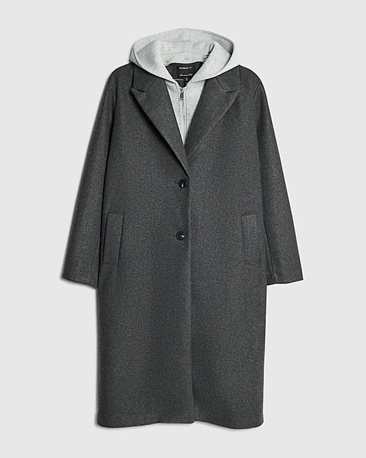 Grey Hooded Hybrid Coat