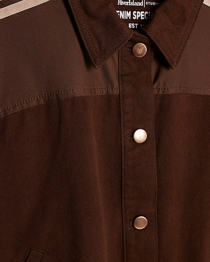Brown Long Sleeve Hybrid Denim Jacket