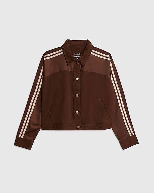 Brown Long Sleeve Hybrid Denim Jacket