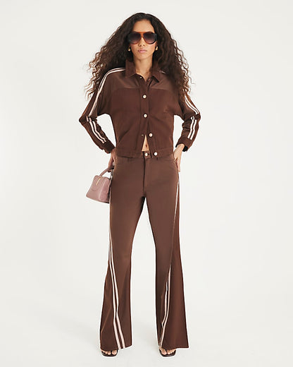 Brown Long Sleeve Hybrid Denim Jacket
