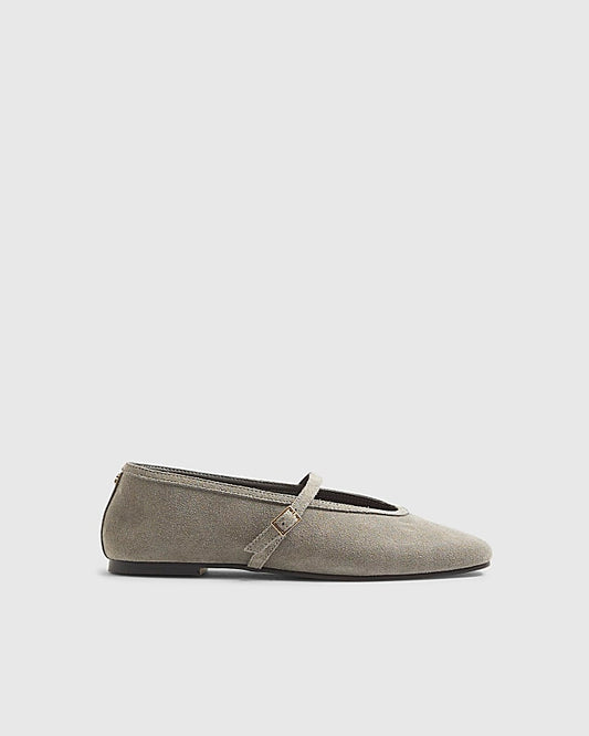 Grey Faux Suede Mary Jane Shoes