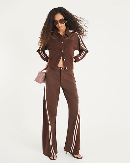 Brown Relaxed Straight Leg Hybrid Jeans