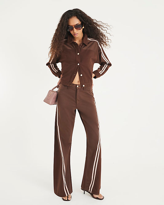 Brown Relaxed Straight Leg Hybrid Jeans