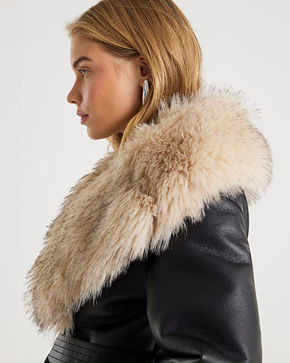 Black Faux Shearling Lined Trench Coat