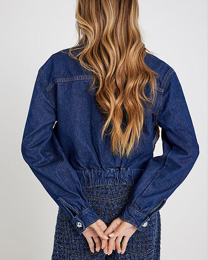 Blue Denim Long Sleeve Borg Panel Jacket