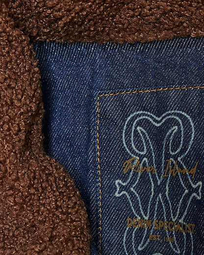 Blue Denim Long Sleeve Borg Panel Jacket